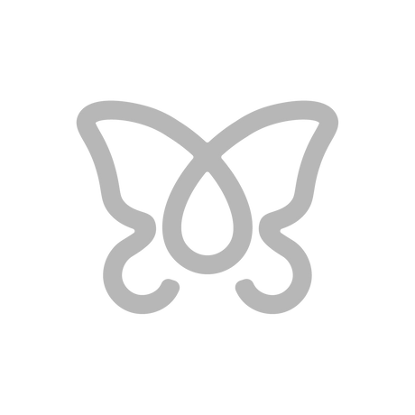 Logo de Lasclay: papillon monarque stylisé en traits gris avec une goutte de soie au centre, icône de la marque.