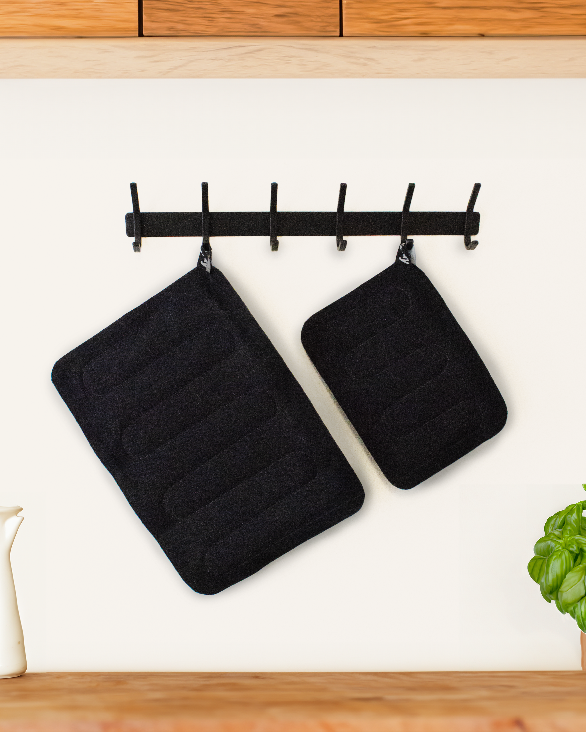 Set Gant + 2 Maniques Cuisine - Résistant Chaleur, 80% Coton - Design 