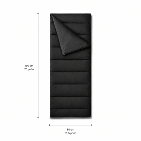 Dimensions du sac de couchage isolé à la soie d'asclépiade Lasclay : 190 cm sur 80 cm (75 po sur 31,5 po), pour le camping.