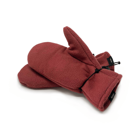 Paire de mitaines polaires rouges Lasclay isolées à la soie d'asclépiade, avec cordon de serrage au poignet