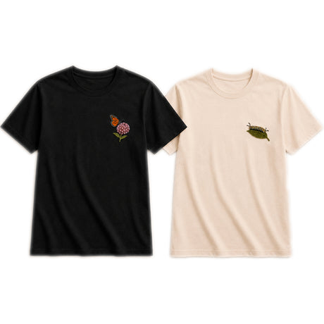T-shirt unisexe en coton brodé d'un monarque et d'asclépiade Lasclay
